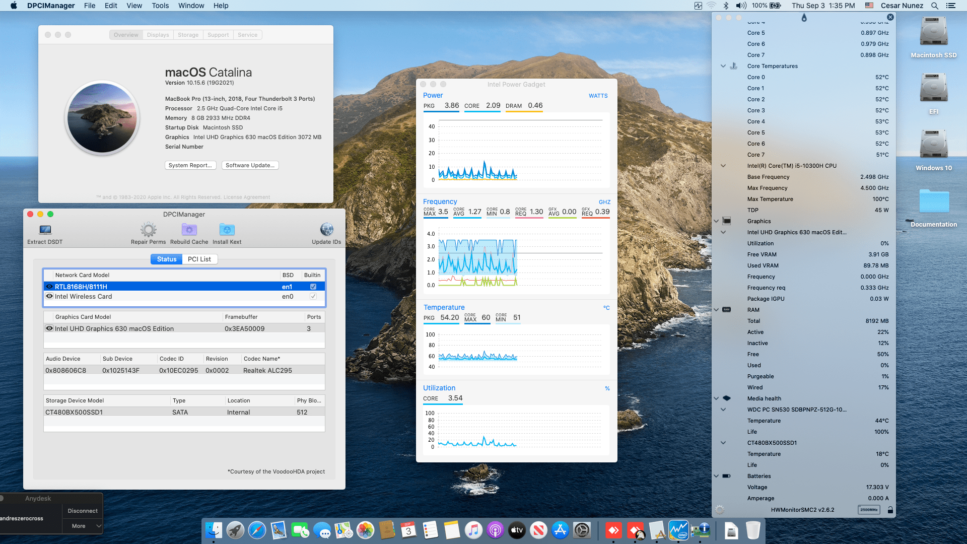 Success Hackintosh macOS Catalina 10.15.6 Build 19G2021 at Acer Nitro 5 AN517-52-52T3